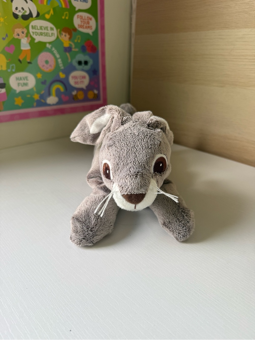 IKEA Vandring Hare Gray White Soft Plush Bunny Rabbit Stuffed Animal Toy Nursery